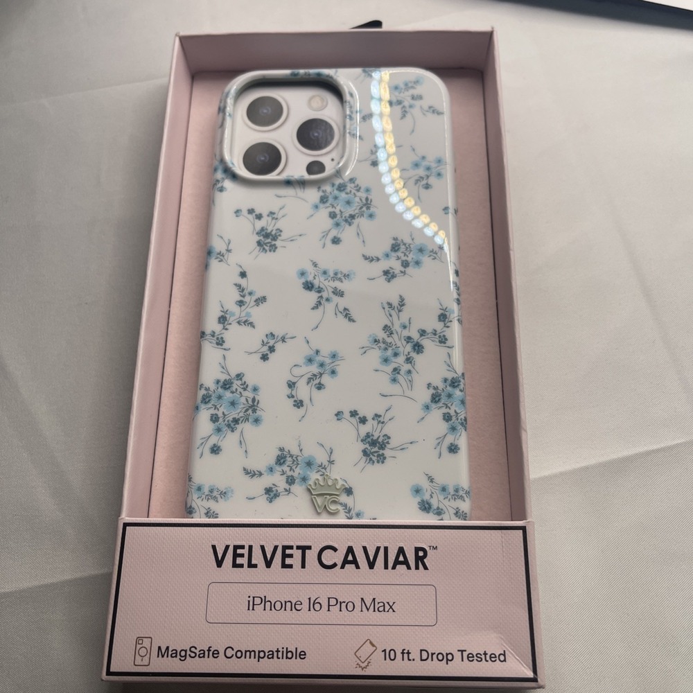 Velvet Caviar Blue Floral Coquette Case iPhone 16 Pro Max MagSafe Protective
